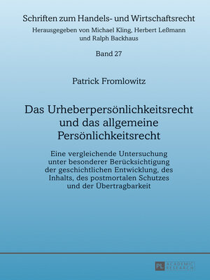 cover image of Das Urheberpersönlichkeitsrecht und das allgemeine Persönlichkeitsrecht